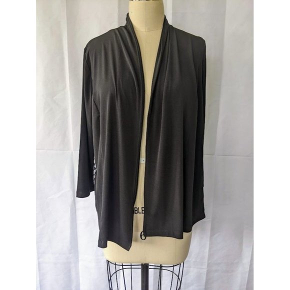 Women's Easywear By Chico's Open Front Cardigan Size 0 Black White Dots Jacket - Picture 2 of 6